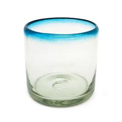  / Aqua Blue Rim 8 oz DOF Rock Glasses 